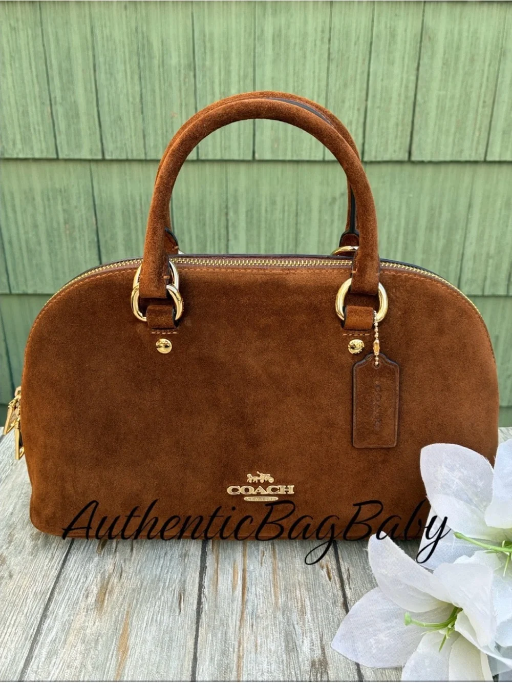 Coach Lara Satchel Leather Suede Bag Purse